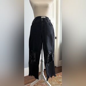 Free People Distressed Black Women Jeans